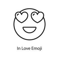 In Love Emoji  Vector Outline Icon Design illustration. Love Symbol on White background EPS 10 File