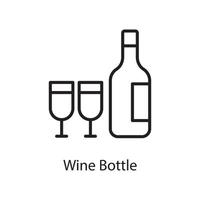 ilustración de diseño de icono de contorno de vector de botella de vino. símbolo de amor en el archivo eps 10 de fondo blanco