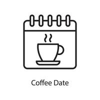 Coffee Date  Vector Outline Icon Design illustration. Love Symbol on White background EPS 10 File