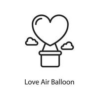 Love Air Balloon  Vector Outline Icon Design illustration. Love Symbol on White background EPS 10 File