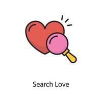 Search Love  Vector Filled Outline Icon Design illustration. Love Symbol on White background EPS 10 File
