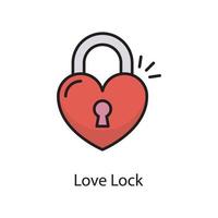 Love Lock Vector Filled Outline Icon Design illustration. Love Symbol on White background EPS 10 File