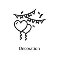 ilustración de diseño de icono de contorno de vector de decoración. símbolo de amor en el archivo eps 10 de fondo blanco