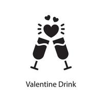 Valentine Drink Vector Solid Icon Design illustration. Love Symbol on White background EPS 10 File