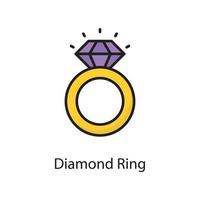 Diamond Ring Vector Filled Outline Icon Design illustration. Love Symbol on White background EPS 10 File
