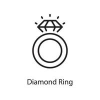 Diamond Ring Vector Outline Icon Design illustration. Love Symbol on White background EPS 10 File