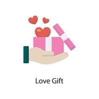 Ilustración de diseño de icono plano de vector de regalo de amor. símbolo de amor en el archivo eps 10 de fondo blanco