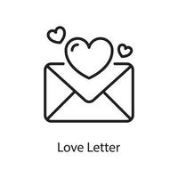 Love Letter Vector Outline Icon Design illustration. Love Symbol on White background EPS 10 File