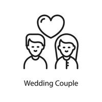 Wedding Couple  Vector Outline Icon Design illustration. Love Symbol on White background EPS 10 File