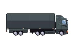 black trailer truck vehicle mockup vector