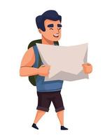 traveler man with map vector