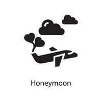 ilustración de diseño de icono sólido de vector de luna de miel. símbolo de amor en el archivo eps 10 de fondo blanco