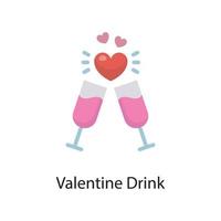 Valentine Drink Vector Flat Icon Design illustration. Love Symbol on White background EPS 10 File