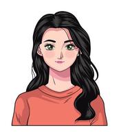 young woman with long hair vector