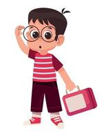 student boy with lunch box vector