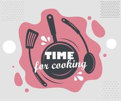 time for cooking lettering vector