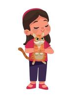 little girl with cat vector