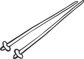 Knitting needles in line vector illustration