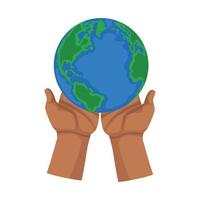 hands lifting planet earth vector