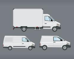 three white mockup vehicles vector