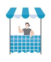 blue kiosk shop korean illustration vector