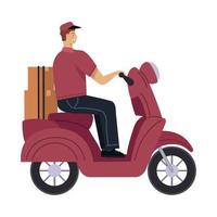 delivery worker in motorcycle vector