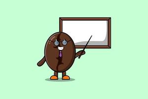 Cute cartoon Coffee beans teacher character vector