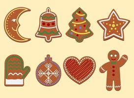 Set Of Colorful Christmas Gingerbreads Cookies Vector Illustration In Flat Style