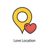 Love Location Vector Filled Outline Icon Design illustration. Love Symbol on White background EPS 10 File