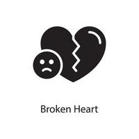 Ilustración de diseño de icono sólido de vector de corazón roto. símbolo de amor en el archivo eps 10 de fondo blanco