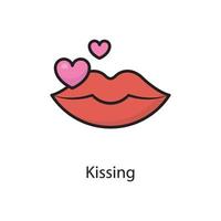 ilustración de diseño de icono de contorno lleno de vector de besos. símbolo de amor en el archivo eps 10 de fondo blanco