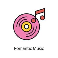 ilustración de diseño de icono de contorno lleno de vector de música romántica. símbolo de amor en el archivo eps 10 de fondo blanco