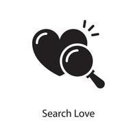 Search Love  Vector Solid Icon Design illustration. Love Symbol on White background EPS 10 File