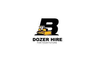 B logo DOZER for construction company. Heavy equipment template vector illustration for your brand.