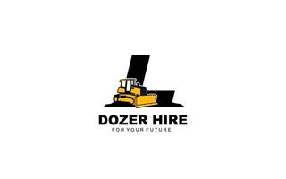 L logo DOZER for construction company. Heavy equipment template vector illustration for your brand.