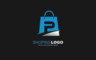 P logo ONLINESHOP for branding company. BAG template vector illustration for your brand.