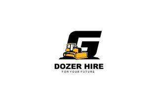 G logo DOZER for construction company. Heavy equipment template vector illustration for your brand.