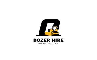 O logo DOZER for construction company. Heavy equipment template vector illustration for your brand.