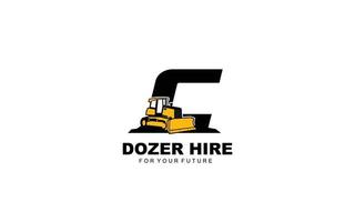 C logo DOZER for construction company. Heavy equipment template vector illustration for your brand.
