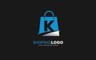 K logo ONLINESHOP for branding company. BAG template vector illustration for your brand.