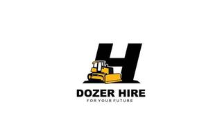 H logo DOZER for construction company. Heavy equipment template vector illustration for your brand.