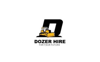 D logo DOZER for construction company. Heavy equipment template vector illustration for your brand.