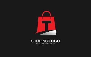 T logo ONLINESHOP for branding company. BAG template vector illustration for your brand.
