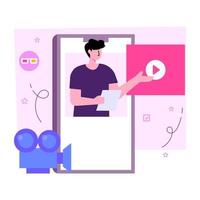 Flat design illustration of mobile video vector