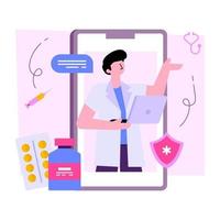 Unique design illustration of online doctor consultation vector