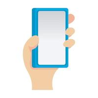 hand with smartphone device vector