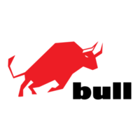 toro rojo enojado en el diseño del logo matador png