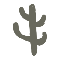 Kaktus in minimalistischer Boho- und Vintage-handgezeichneter Illustration für Designelement. png