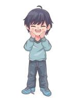 anime happy teenager boy vector