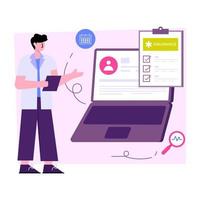 Conceptual flat design illustration of ehr vector